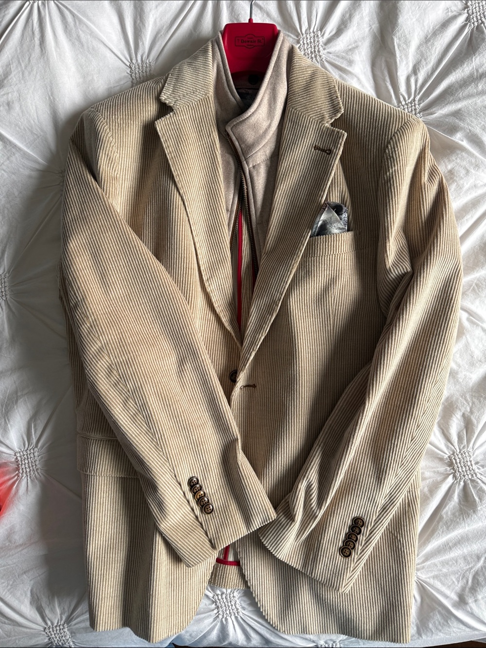 7 Downie Street St. Lorenzo bib Men's Beige Corduroy Blazer